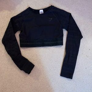 Gym shark crop top long sleeve
